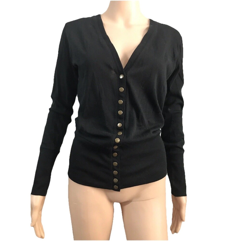 Col Story CS Snap Up Wms Size L  Long Sleeve Acrylic/Cotton Sweater Cardigan
